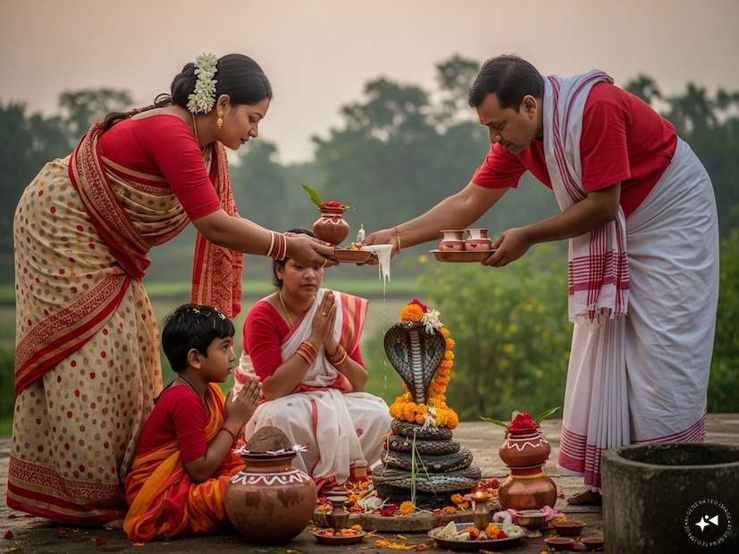 মঙ্গলবার, ২৯ জুলাই দেশজুড়ে পালিত হচ্ছে নাগপঞ্চমী পার্বণ এবং অষ্টনাগ ব্রত। এই তিথিতে বাংলার ঘরে ঘরে পূজিতা হন সর্পদেবী মা মনসা। দীর্ঘ দিনের প্রচলিত বিশ্বাস, শ্রাবণে এই ব্রত পালন করলে রক্ষা পাওয়া যায় সাপের বিষাক্ত ছোবল থেকে।