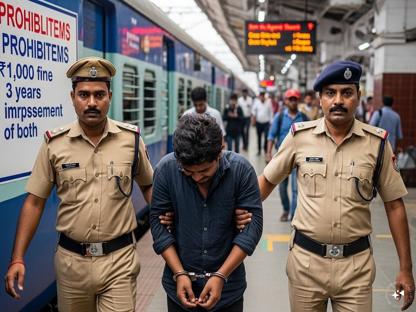 শাস্তির বিধান:যদি কেউ ট্রেনে এই নিষিদ্ধ বস্তু বহন করেন, তাহলে: সর্বোচ্চ ₹১,০০০ টাকা জরিমানা, সর্বোচ্চ ৩ বছরের জেল, অথবা উভয় শাস্তি একসঙ্গে হতে পারে।