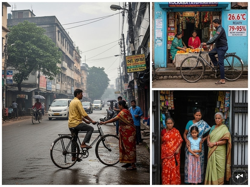 আজ রবিবার সকালে কলকাতার সর্বনিম্ন তাপমাত্রা ছিল ২৬.৬ ডিগ্রি সেলসিয়াস, যা স্বাভাবিকের থেকে ০.৩ ডিগ্রি কম। গতকাল বিকেলে দিনের সর্বোচ্চ তাপমাত্রা ছিল ৩৩.১ ডিগ্রি সেলসিয়াস, যা স্বাভাবিকের থেকে ০.৩ ডিগ্রি বেশি। বাতাসে আপেক্ষিক আর্দ্রতার পরিমাণ ছিল ৭৯ থেকে ৯৫ শতাংশ। গত ২৪ ঘণ্টায় শহরে বৃষ্টিপাত হয়েছে ০.২ মিলিমিটার। আগামী ২৪ ঘণ্টায় শহরের তাপমাত্রা ২৭ থেকে ৩২ ডিগ্রি সেলসিয়াসের মধ্যে ঘোরাফেরা করবে বলে পূর্বাভাস।