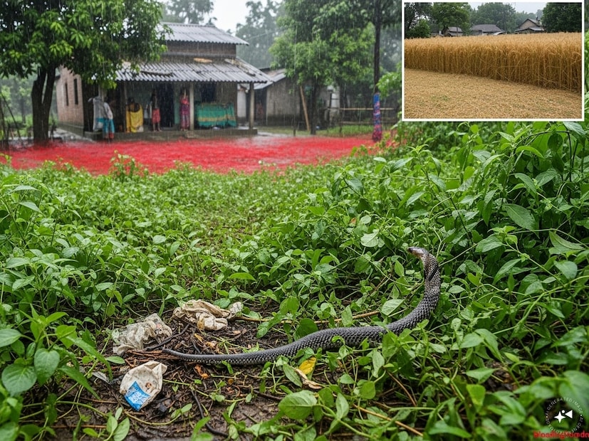 সাপকে বর্ষাকালে দূরে রাখতে আশপাশ পরিষ্কার রাখুন, ব্লিডিং পাউডার দিয়ে বাড়ি ঘিরে ফেলুন৷ আবর্জনা রোজ পরিষ্কার রাখুন, শস্য রাখার জায়গা ভাল রাখুন৷ খাবার যত্রতত্র ফেলে রাখবেন না৷  Generated image