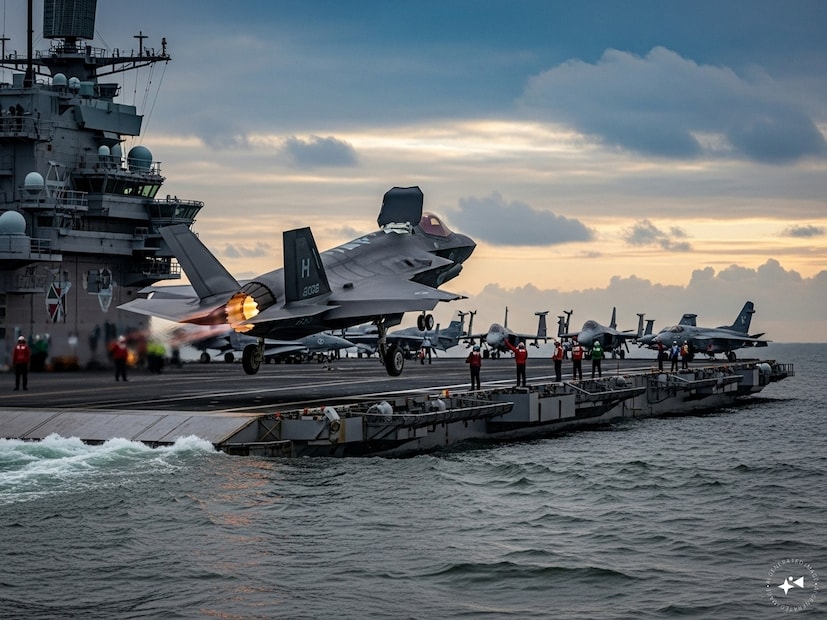 সম্প্রতি মার্কিন মেরিন কোর-এর F-35B স্টেলথ ফাইটার বিমান ব্রিটেনের বিমানবাহী যুদ্ধজাহাজ HMS Prince of Wales থেকে টেক অফ করেছে ‘হট-পিট রিফুয়েলিং’-এর পর। বিশেষ বিষয় হল, এই মহড়ার ঠিক আগেই ব্রিটিশ নৌবাহিনীর একটি F-35B জেট ভারতেই সংস্কারের জন্য আটকে পড়ে। ভারতীয় নৌসেনা সেই সময় ব্রিটিশ বাহিনীকে লজিস্টিক সহায়তা দেয়।