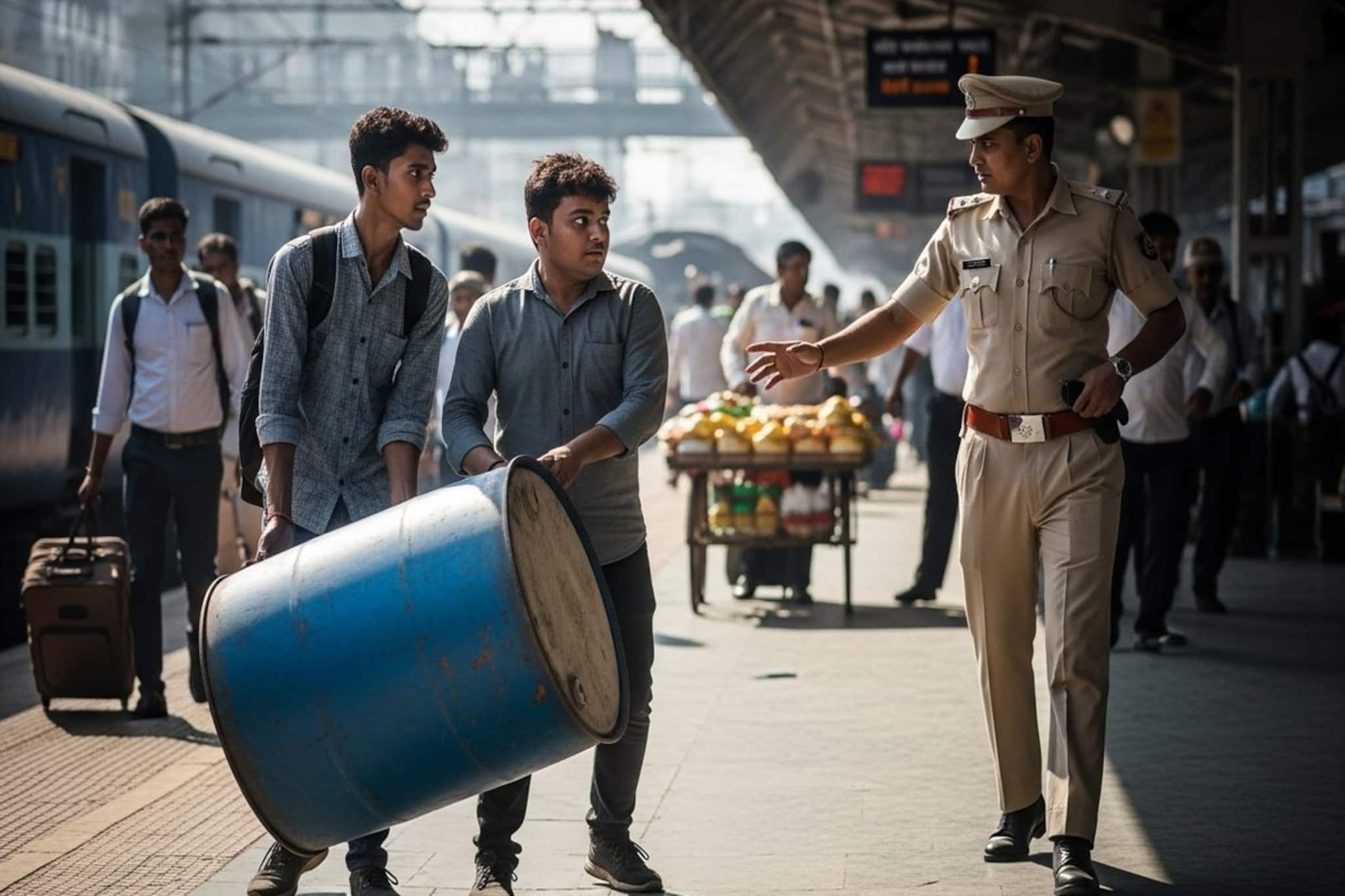 স্টেশনে নীল ড্রাম নিয়ে ঘুরছিল দুই যুবক, GRP এসে বলল 'ভিতরে কী আছে?' দেখেই অজ্ঞান কনস্টেবল