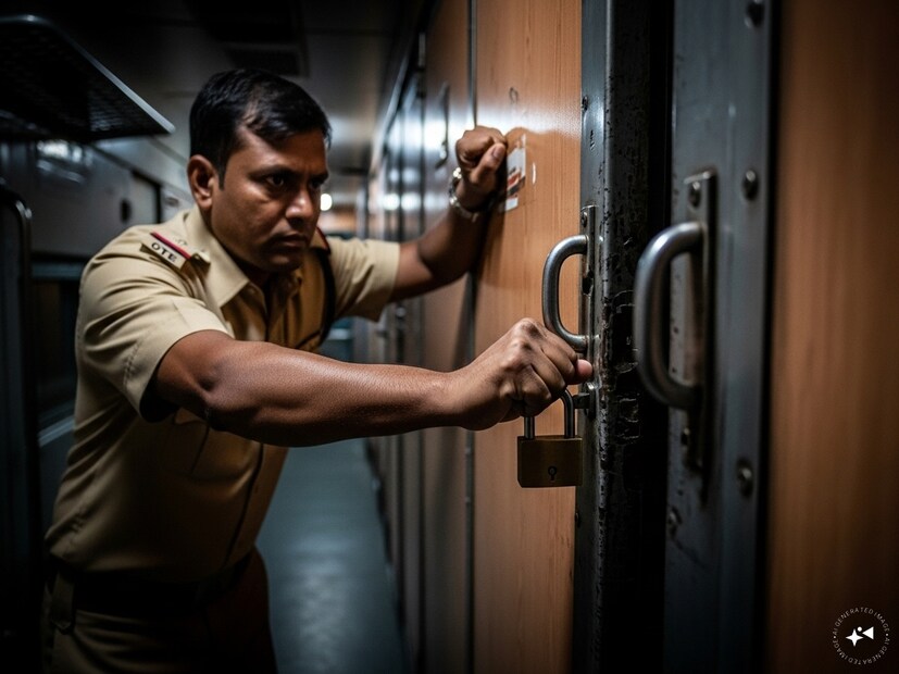সন্দেহ হওয়ায় তার পিছু পিছু ধাওয়া করেন TTE৷ যাত্রীটি টয়লেটে প্রবেশ করেন। TTE বারবার দরজায় ধাক্কা দিতে থাকেন, কিন্তু ভেতর থেকে দরজা খোলেনি ওই যাত্রী৷ পরে, দরজা খোলার পর, টয়লেটের ভিতরে দৃশ্য দেখেন৷ চক্ষু চড়কগাছ হয়ে যায় TTE-র৷ কেন? ভেতরে কী দেখলেন তিনি? Generated image
