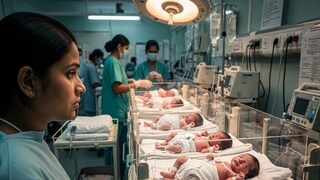 হাসপাতালে চার শিশু চিকিৎসাধীন। ছবি সৌজন্যেঃ এআই। 