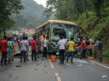গোঘাটে যাত্রী নামাচ্ছিল বাস, সামনে থেকে এসে সজোরে ধাক্কা মারল অন্য এক বাস! দুমড়েমুচড়ে গেল দুটিই, আহত বহু যাত্রী! গোঘাটে যাত্রী নামাচ্ছিল বাস, সামনে থেকে এসে সজোরে ধাক্কা মারল অন্য এক বাস! দুমড়েমুচড়ে গেল দুটিই, আহত বহু যাত্রী!