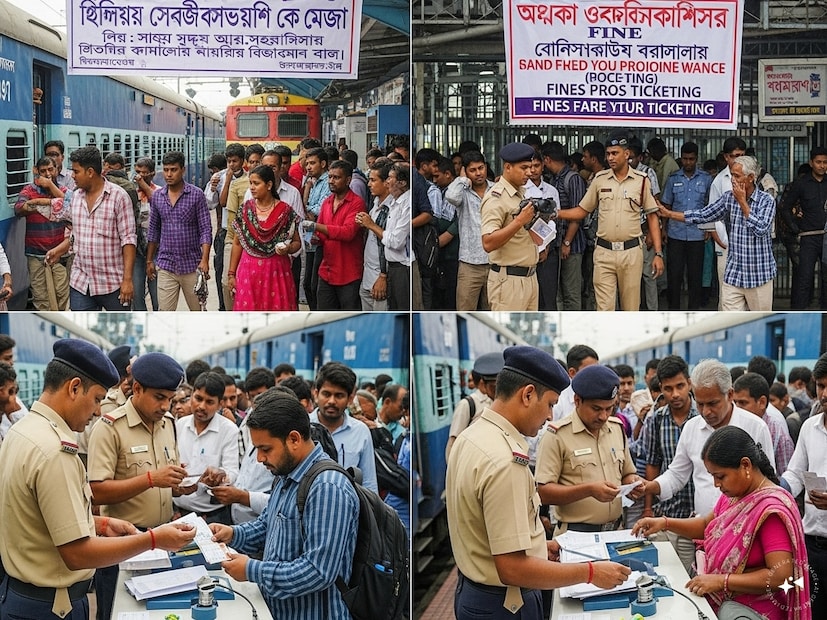 এই আর্থিক বছরে, এপ্রিল-২০২৫ থেকে জুন-২০২৫ পর্যন্ত, ১০টি অবরোধ চেক, ৫টি আকস্মিক, ৩টি স্পট এবং ৫৬টি ম্যাজিস্ট্রেট চেক পরিচালিত হয়েছে, যার ফলে টিকিটবিহীন ভ্রমণকারী ৬৩৫০৬ জন যাত্রীর কাছ থেকে ৪.৬৪ কোটি টাকা, অনিয়মিত ভ্রমণকারী ৬৫২৯৪ জন যাত্রীর কাছ থেকে ৩.২৯ কোটি টাকা, বুকিংবিহীন লাগেজধারী ৩১ জন যাত্রীর কাছ থেকে ৩৫,১০০ টাকা এবং আবর্জনা ফেলার অভিযোগে ১৫৪২ জন যাত্রীর কাছ থেকে ১.৬৭ লক্ষ টাকা জরিমানা আদায় করা হয়েছে। ১৩০৩৭৩ জন যাত্রীর কাছ থেকে মোট ৭.৯৬ কোটি টাকা আয় হয়েছে। জুন মাসে টিকিট চেকিং আয়ের ক্ষেত্রে ভালো পারফর্মেন্স দেখা গেছে। বোর্ডে টিকিট চেকিং ধারাবাহিকভাবে করা হচ্ছে। যাত্রীদের কেবল সঠিক ভ্রমণ টিকিট নিয়ে এবং নির্ধারিত সীমার বাইরে লাগেজ বুক করে ভ্রমণ করার জন্য অনুরোধ করা হচ্ছে। Generated image