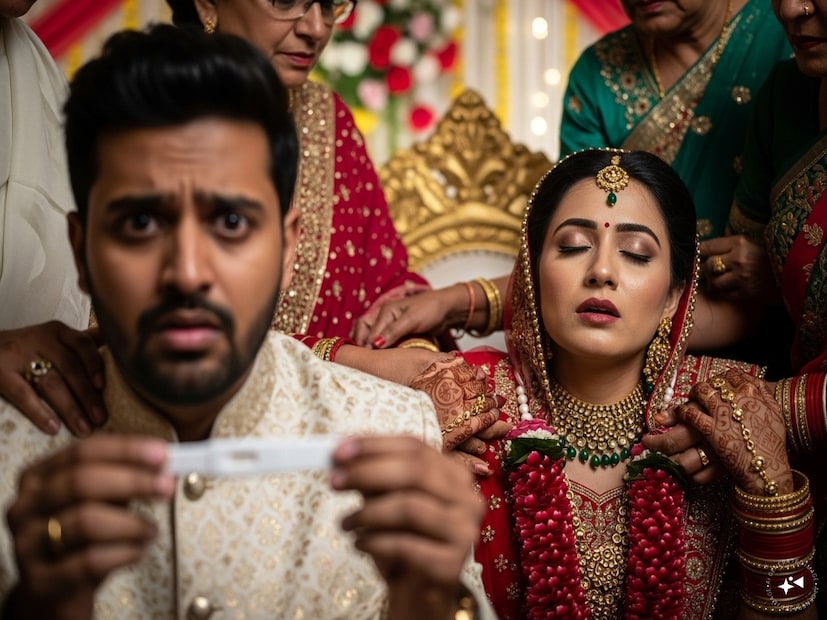 কেন মাথা ঘুরেছিল?পরবর্তীতে জানা যায়, নববধূ দিনের দীর্ঘ বিবাহের আচার, গরম ও অতিরিক্ত ক্লান্তির কারণে মাথা ঘুরে পড়ে গিয়েছিলেন। কিন্তু বর এ নিয়ে এতটাই আতঙ্কিত হয়ে পড়েন যে বন্ধুবান্ধবদের ফোন করে পরামর্শ চান। বন্ধুরা মজার ছলে বলেন, “এ Pregnant হতে পারে!” আর সেই মজাকেই সিরিয়াসলি নিয়ে বর কিনে আনে প্রেগন্যান্সি কিট।