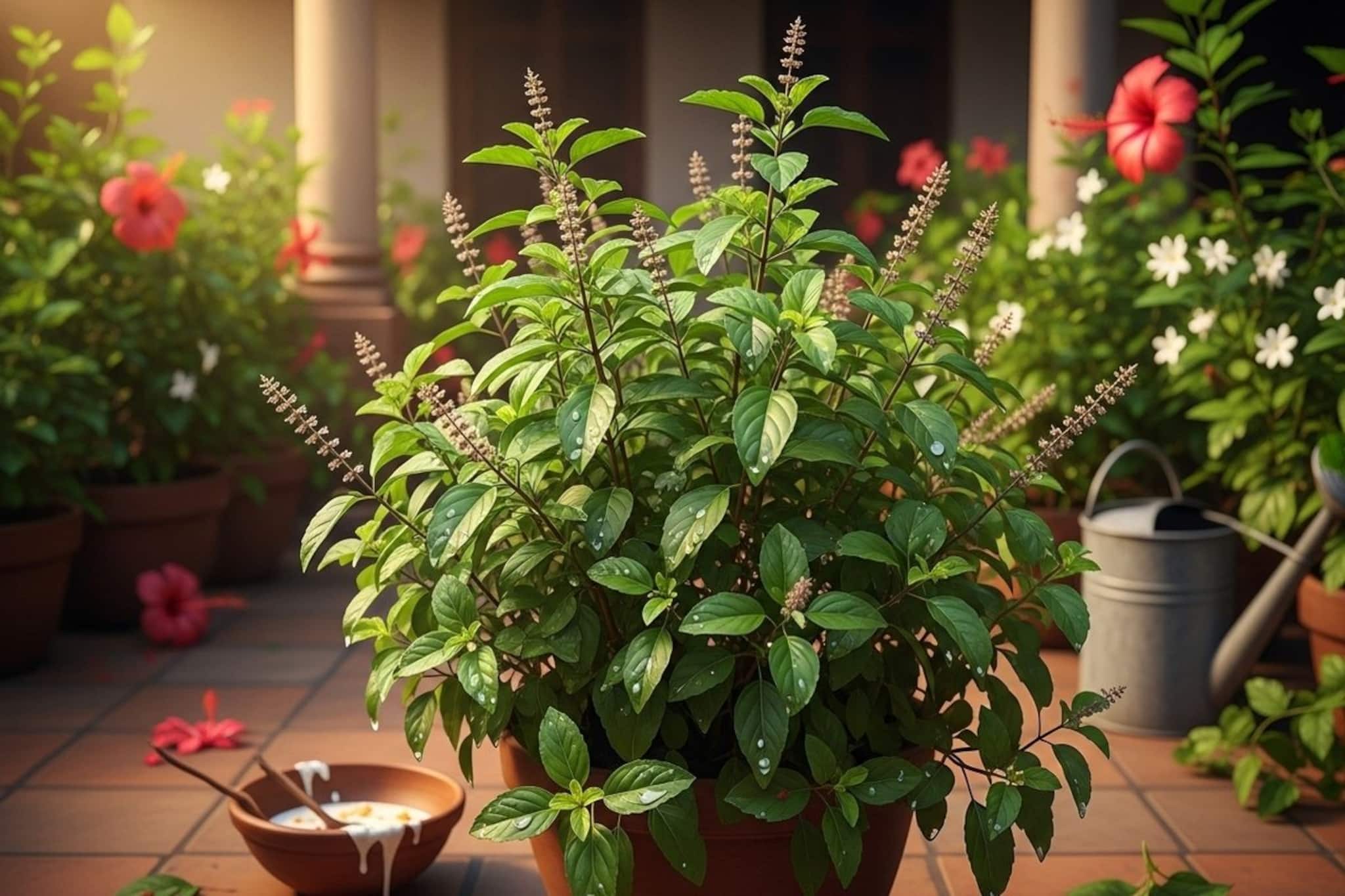 মঞ্জরীতে ভরে ওঠে তুলসী গাছ! ১ লিটার জলে দই আর....মেশান এই জিনিস! দিন নিয়ম মেনে