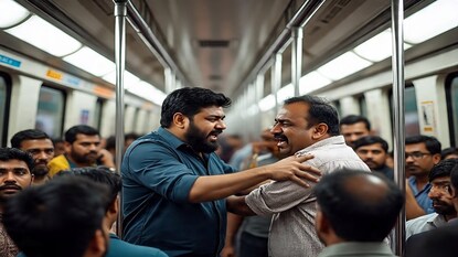 লোকাল ট্রেনে দু দল প্যাসঞ্জারের মধ্যে চরম হাতাহাতি Photo Courtesy- Representative (Meta AI) লোকাল ট্রেনে দু দল প্যাসঞ্জারের মধ্যে চরম হাতাহাতি Photo Courtesy- Representative (Meta AI)