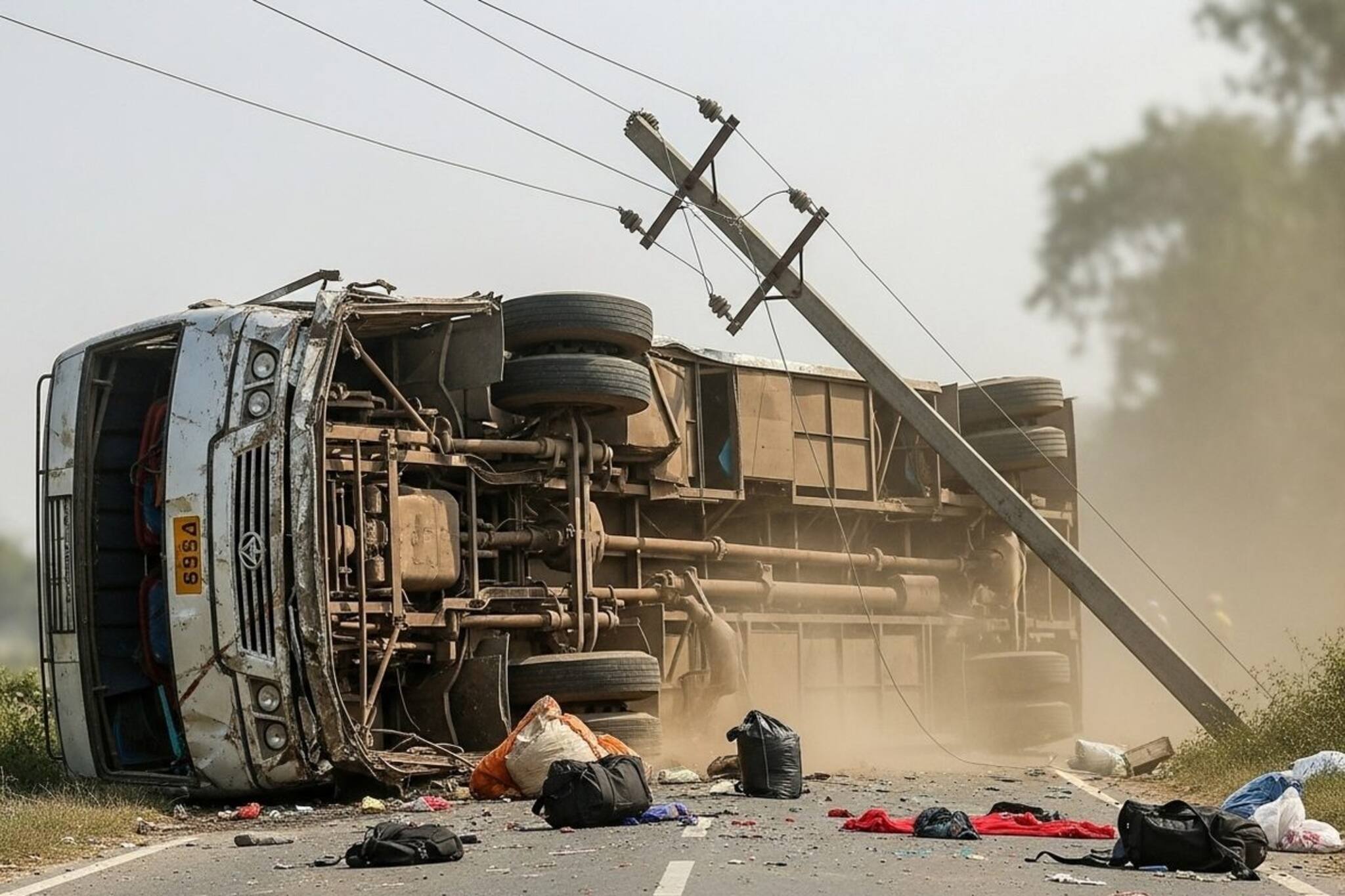 নিয়ন্ত্রণ হারিয়ে ইলেকট্রিক পোলে ধাক্কা, বর্ধমানে যাত্রিবাহী বাস উল্টে মৃ*ত্যু-হাহাকার