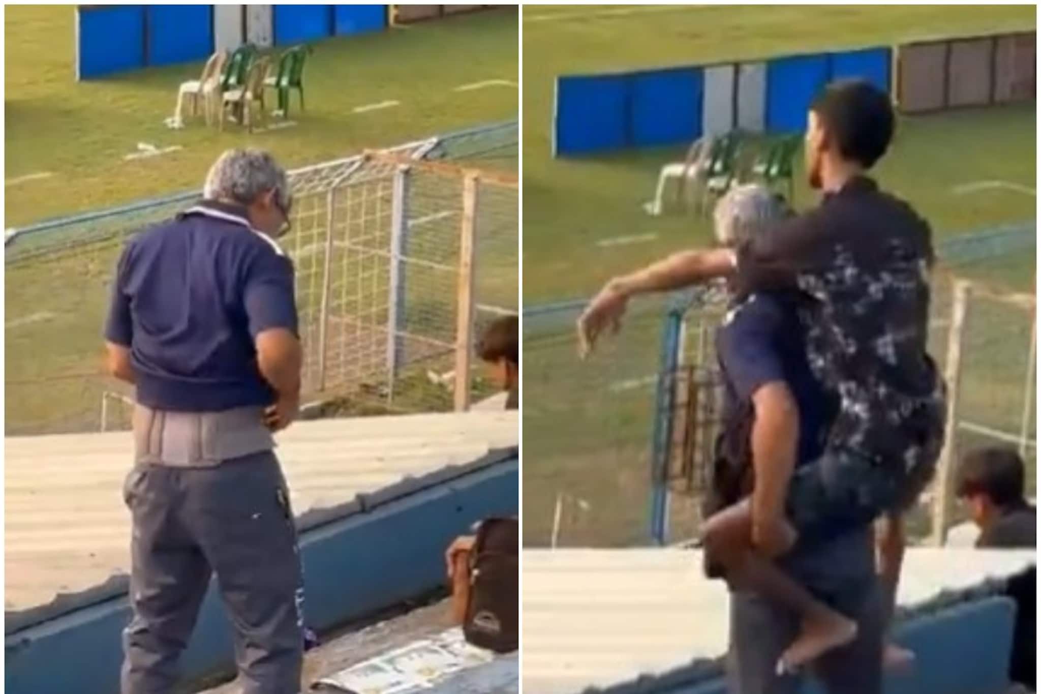 বাবার কোমড়ে বেল্ট! তাও বিশেষভাবে সক্ষম ছেলেকে কাঁধে চাপিয়েই দেখালেন ফুটবল ম্যাচ