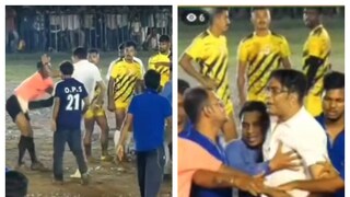 রেফারিকে লাথি মারছেন অভিযুক্ত তৃণমূল কর্মী রাজা খান (ডানদিকে)৷ 