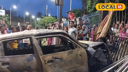 রেলিংয়ে পা আটকে দুর্ঘটনা গ্রস্থ গাড়ির আগুনেই প্রাণ গেল ডেলিভারি বয়ের