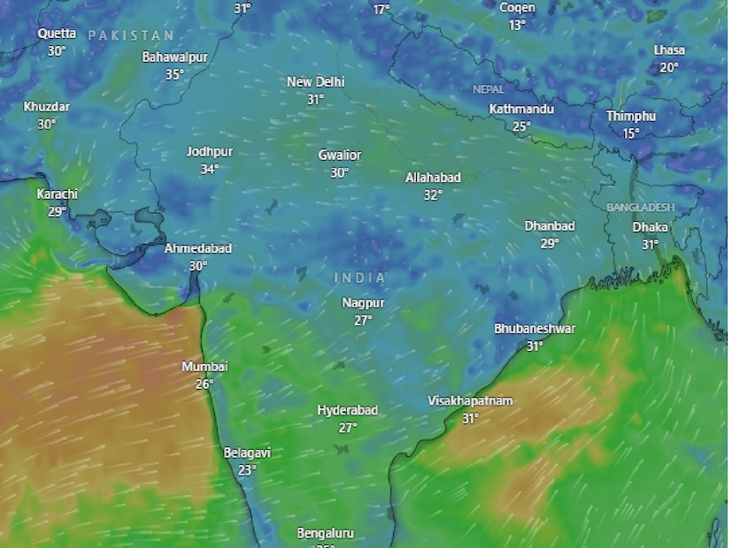 দিঘা : সকাল থেকেই আকাশের মুখ ভার। দফায় দফায় চলছে বৃষ্টি। দিঘা সহ পূর্ব মেদিনীপুর জেলায় টানা ছয় দিন বজ্র-বিদ্যুৎ-সহ ঝড় বৃষ্টির হলুদ সতর্কতা জারি। ভারী বৃষ্টির পূর্বাভাস রয়েছে মঙ্গল ও বুধবার। বঙ্গোপসাগরে অবস্থান করা নিম্নচাপ ক্রমশ শক্তি বাড়াচ্ছে। আপাতত এর অভিমুখ ওড়িশা এবং অন্ধ্রপ্রদেশের উপকূল। Photo Courtesy- Windy 