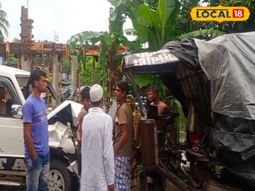 টাটা সুমো ও ইঞ্জিন ভ্যানের মুখোমুখি সংঘর্ষ