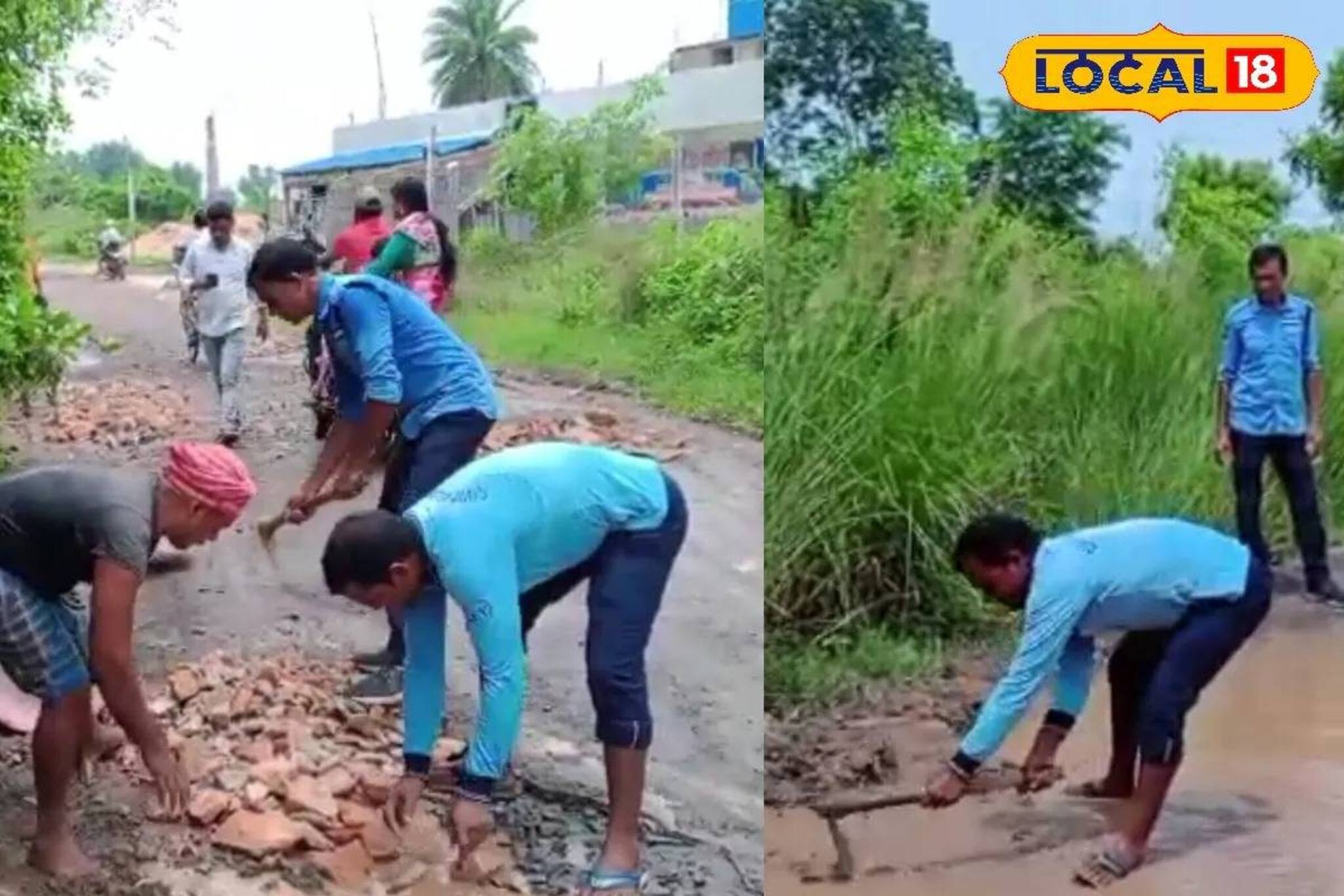 বড় বড় গর্ত, রাস্তা যেন 'মরণফাঁদ'! সংস্কারের কাজে নেমে পড়লেন দুই সিভিক ভলেন্টিয়ার