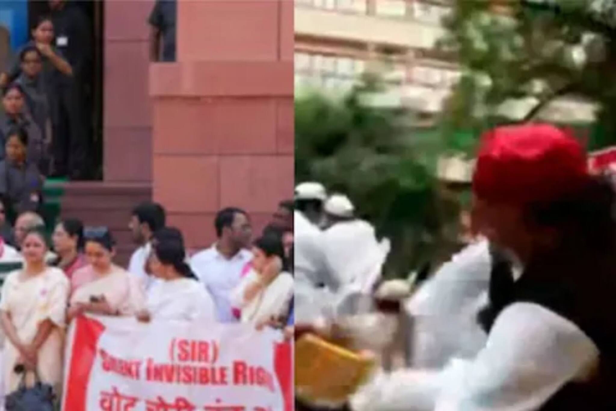 ‘SIR’, ‘ভোটচুরির’ প্রতিবাদে নির্বাচনের সদনের সামনে বিক্ষোভ INDIA জোট