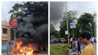 সল্টলেকের ব্রিজে গাড়িতে আগুন