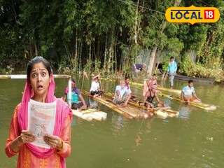 জলমগ্ন এলাকায় কলার ভেলা