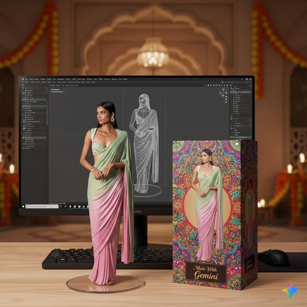 এই নতুন ক্রেজ ব্যবহারকারীদেরকে Google-এর AI টুল Gemini 2.5 Flash Image ব্যবহার করে ছবি থেকে ছোট থ্রিডি ফিগার তৈরি করতে দেয়। এই ছোট ছোট মিনিয়েচার কালেক্টিবলস, যেগুলো খেলনার দোকানে পাওয়া ফিগারের মতো দেখতে, কৃত্রিম বুদ্ধিমত্তা দিয়ে কয়েক সেকেন্ডেই তৈরি হয়ে যায়। (Image: Instagram)