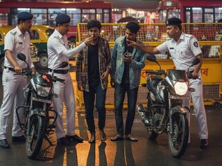 সপ্তমীর রাতে যাদবপুরে মদ্যপ বাইক চালকদের ধরপাকড়  (Photo: AI Generated Image)