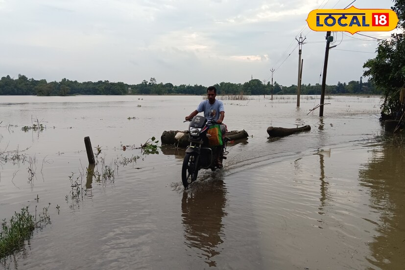 ঘাটালের অধিকাংশ এলাকা থেকে বন্যার জল নেমে গেলেও এখনও বেশ কিছু নিচু অঞ্চলে জল জমে রয়েছে। গ্রামের ভেতরের রাস্তাগুলি ডুবে থাকায় সাধারণ মানুষকে প্রতিদিনই ভোগান্তির মুখোমুখি হতে হচ্ছে। ( ছবি ও তথ্য মিজানুর রহমান )