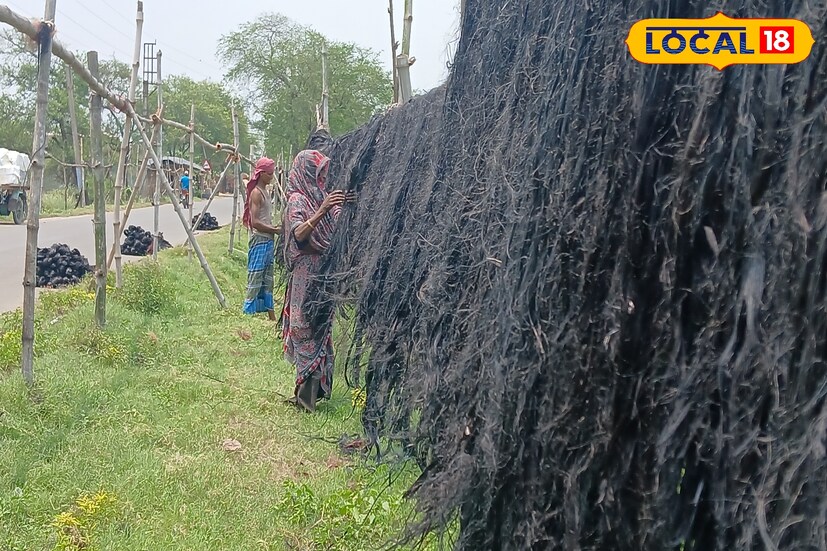 এই গ্রামে প্রবেশ করলেই চোখে পড়বে রাস্তা'র পার্শ্ববর্তীতে রোদে শুকান হচ্ছে কালো হলুদ লাল চুল। যদিও কাল রঙের চুলি সর্বাধিক সবসময় তৈরি হলেও লালা হলুদ চুল খুবই কম। পরিবারের পুরুষ-মহিলা ভোর থেকে লেগে পড়েন চুল তৈরির কাজে। ( ছবি ও তথ্য: রাকেশ মাইতি)