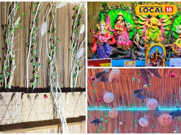 Durga Puja 2025: প্রাকৃতিক সামগ্রী দিয়ে মণ্ডপ গড়ে প্রকৃতি রক্ষার বার্তা দুর্গাপুরে