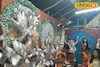 খুচরো পয়সা-ভাঙা কাঁচের চুড়ি দিয়ে দুর্গা প্রতিমা! হাওড়ার লোহার কারিগরের তুখোড় হাতের কাজ