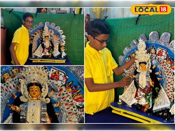 দুর্গাপুজোর আগে মাটির প্রতিমা তৈরি করে নজর কাড়ল কাটোয়ার স্কুল পড়ুয়া অনিমেষ কর্মকার