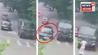 সেনাবাহিনীর ট্রাক এবং পাশে নগরপালের গাড়ি৷ পরে ট্রাকটিকে আটকায় পুলিশ৷ (ঘটনার সিসিটিভি ফুটেজ)