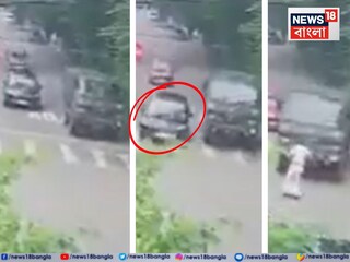 সেনাবাহিনীর ট্রাক এবং পাশে নগরপালের গাড়ি৷ পরে ট্রাকটিকে আটকায় পুলিশ৷ (ঘটনার সিসিটিভি ফুটেজ)