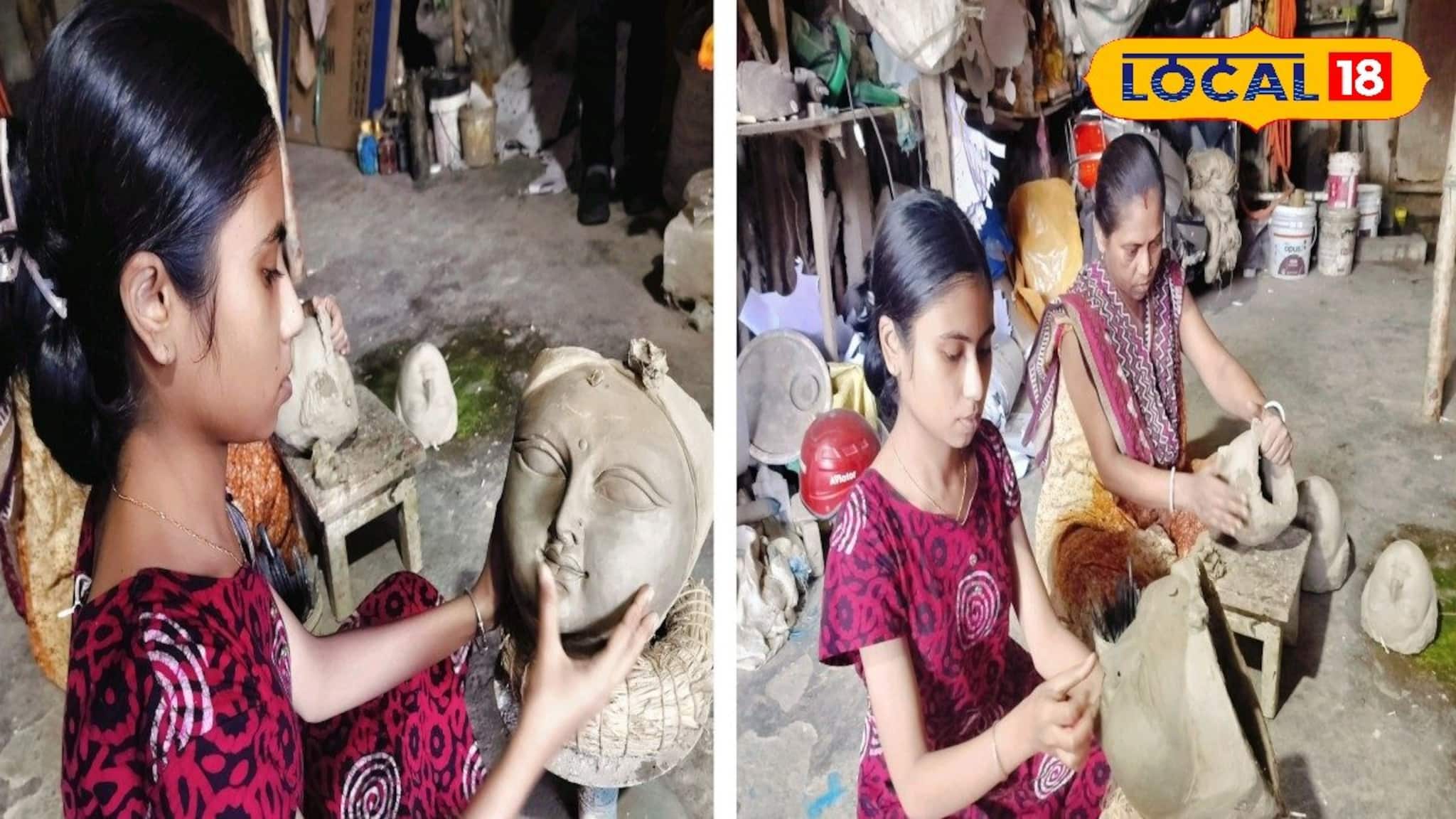 মেয়ের হাতে 'মায়ের' মূর্তি!