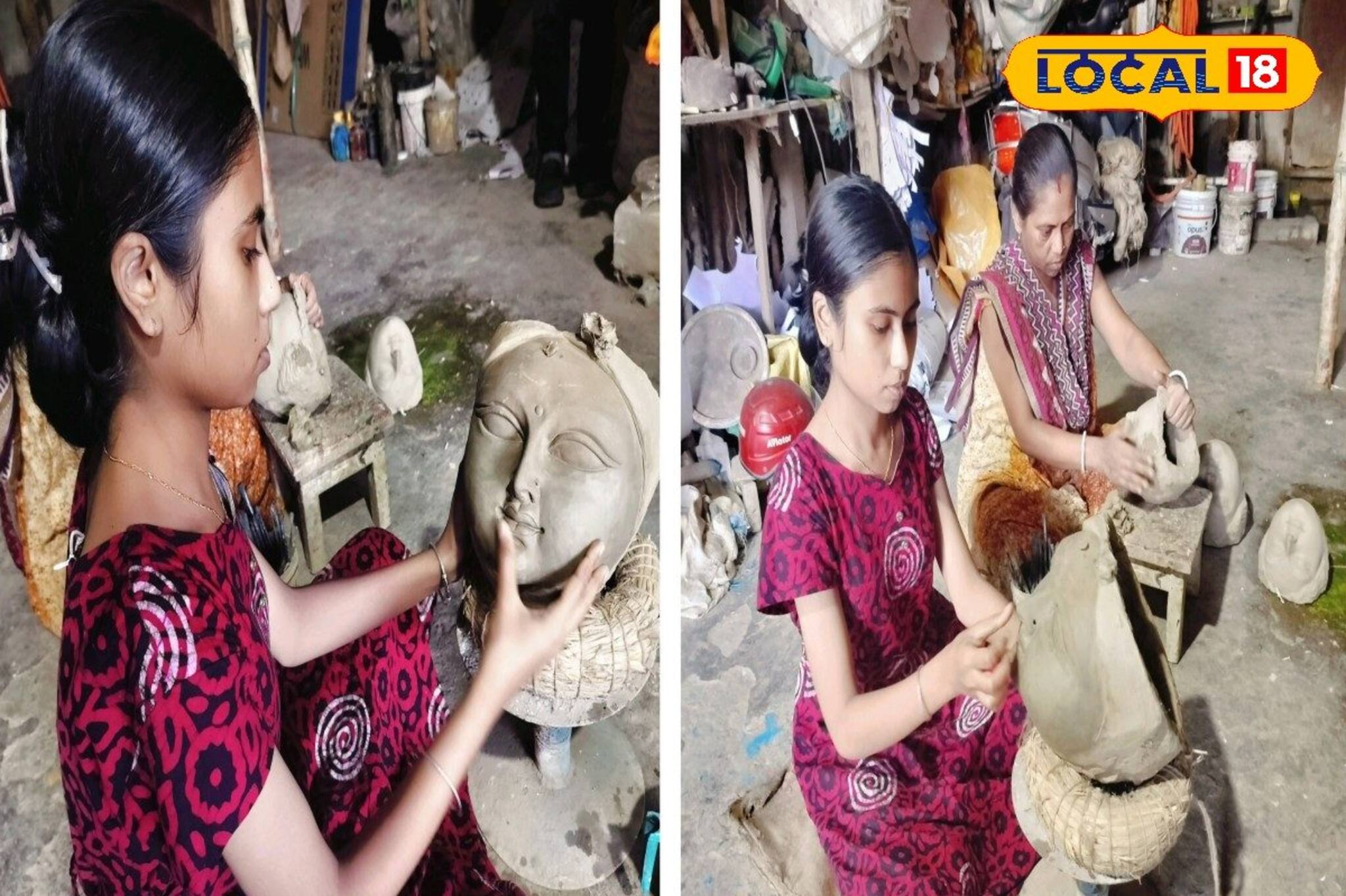 মেয়ের হাতে 'মায়ের' মূর্তি!