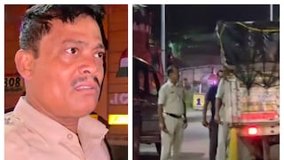 সাসপেন্ড হওয়া সাব ইন্সপেক্টর প্রবীর প্রামাণিক৷ (ডান দিকে) পুলিশের টাকা তোলার ভাইরাল ভিডিও-র থেকে নেওয়া ছবি৷ 