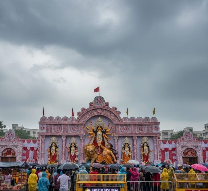 বঙ্গোপসাগরের উপরে যে নিম্নচাপ অঞ্চলটি তৈরি হয়েছে, তা আরও ঘনীভূত হয়ে নিম্নচাপে পরিণত হবে এবং আজ, শনিবার সকালে দক্ষিণ ওড়িশা ও উত্তর অন্ধ্রপ্রদেশ উপকূল দিয়ে স্থলভাগে প্রবেশ করবে। এর প্রভাবে ওড়িশা, অন্ধপ্রদেশে তুমুল দুর্যোগের সম্ভাবনা রয়েছে। সেই সঙ্গে পশ্চিমবঙ্গের উপকূলীয় অঞ্চলেও ভারী বৃষ্টি হতে পারে। দক্ষিণ ২৪ পরগনা, পূর্ব মেদিনীপুর, পশ্চিম মেদিনীপুর এবং ঝাড়গ্রামে আজ ভারী বর্ষণের পূর্বাভাস রয়েছে। কলকাতাতেও বজ্রবিদ্যুৎ-সহ বৃষ্টি হতে পারে। (Photo: AI)
