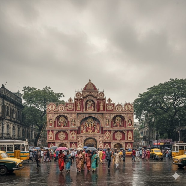 আগামী দু’ঘন্টায় বজ্রবিদ্যুৎ-সহ ঝড়-বৃষ্টির সতর্কতা। রাজ্যের সাত জেলায় বজ্রবিদ্যুৎ-সহ মাঝারি বৃষ্টির সতর্কতা জারি করা হয়েছে ৷ কলকাতা, দক্ষিণ ২৪ পরগনা, পূর্ব ও পশ্চিম মেদিনীপুর, ঝাড়গ্রাম, হুগলি এবং বাঁকুড়া জেলাতে ঝড়-বৃষ্টির পূর্বাভাস রয়েছে। বজ্রবিদ্যুৎ-সহ মাঝারি বৃষ্টির সম্ভাবনা। বৃষ্টির সঙ্গে দমকা ঝোড়ো বাতাস বইবে। ৩০ থেকে ৪০ কিলোমিটার প্রতি ঘণ্টা গতিতে বইতে পারে বাতাস। আলিপুর আবহাওয়া দফতরের এমনটাই পূর্বাভাস ৷ (AI Generated Image)
