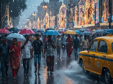 হঠাৎ ঝমঝমিয়ে বৃষ্টি ! (Photo: AI Generated Image)