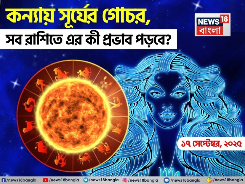 ১৭ সেপ্টেম্বর ২০২৫ তারিখে কন্যা রাশিতে সূর্যের গোচর একটি গুরুত্বপূর্ণ জ্যোতিষশাস্ত্রীয় ঘটনা। এই গোচর ১৭ সেপ্টেম্বর রাত ১:৪১ মিনিটে ঘটবে এবং সূর্য ১৭ সেপ্টেম্বর ২০২৫ পর্যন্ত কন্যা রাশিতে অবস্থান করবেন। সূর্যের এই অবস্থান জ্যোতিষে অতীব  শক্তিশালী বলে মনে করা হয়, যা ব্যক্তির আত্মবিশ্বাস, নেতৃত্বের ক্ষমতা, সম্মান এবং প্রশাসনিক ক্ষমতার উপর ইতিবাচক প্রভাব ফেলতে পারে। এই সময়কাল ক্ষমতা, পিতার সঙ্গে সম্পর্ক, উচ্চ পদ এবং সম্মান সম্পর্কিত বিষয়ে অগ্রগতি নির্দেশ করে। চিরাগ দারুওয়ালার কাছ থেকে জেনে নেওয়া যাক আপনার লগ্ন বা রাশি অনুসারে এই গোচর আপনার জীবনে কীভাবে প্রভাব ফেলবে।