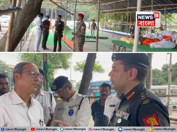 তৃণমূল নেতা বৈশ্বানর চট্টোপাধ্যায়ের সঙ্গে কথা বলছেন সেনা আধিকারিক৷ 