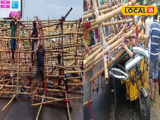 চতুর্থীতে টাকি রোডে ভেঙে পড়ল মণ্ডপের গেট