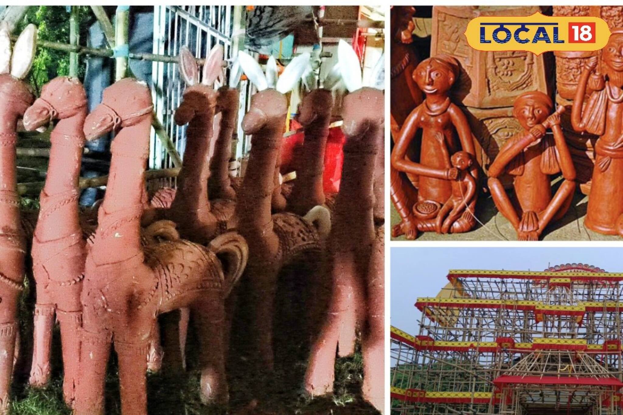 লাল ঘোড়া, টেরাকোটার পুতুল দিয়ে শিল্পাঞ্চলের দুর্গাপুজো!