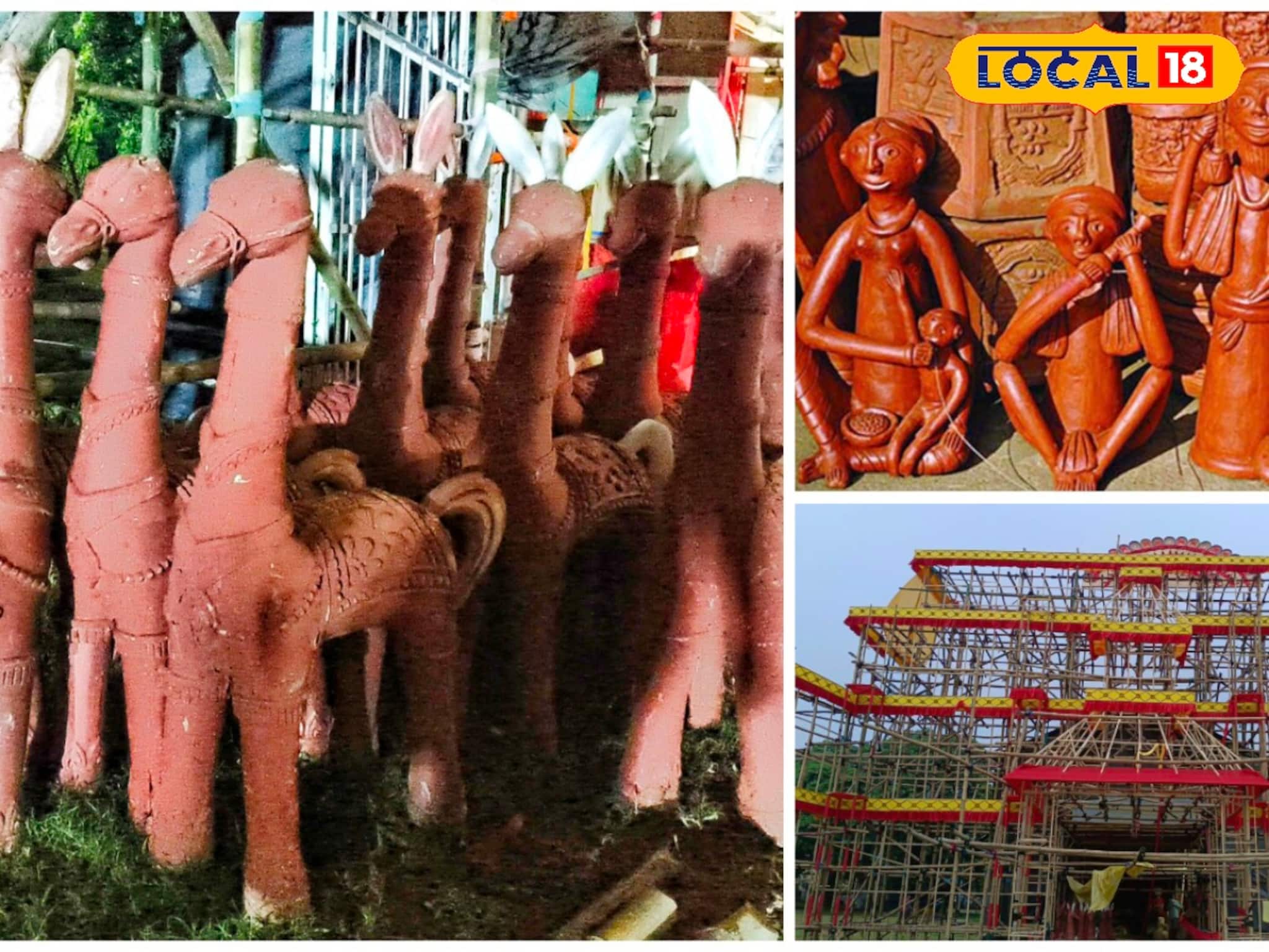 লাল ঘোড়া, টেরাকোটার পুতুল দিয়ে শিল্পাঞ্চলের দুর্গাপুজো!