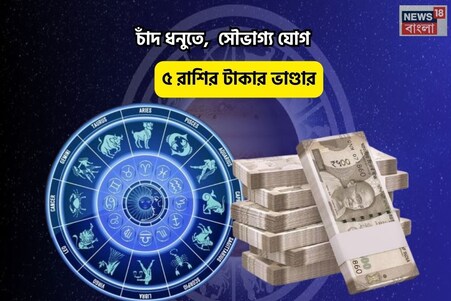 বিরাট কপাল, পুজোর মাঝেই শুভ সময়! চাঁদ ধনুতে,  সৌভাগ্য যোগে ৫ রাশির টাকার ভাণ্ডার