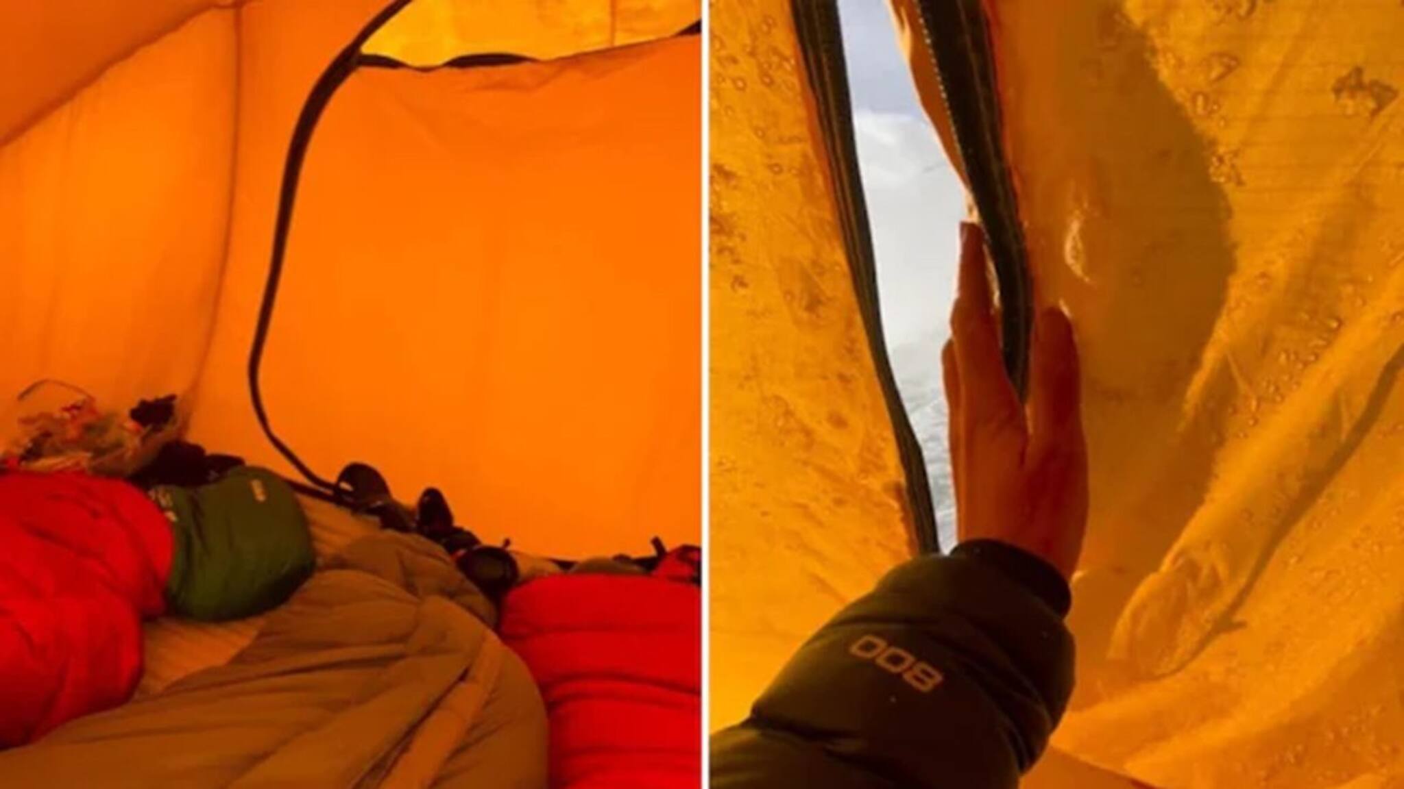 পাহাড়ের মাঝে টেন্টের ভিতরে বন্ধুদের সঙ্গে ঘুমিয়ে ছিল মেয়েটি, সকালে পর্দা সরাতেই যা দেখল—চমকে উঠল সবাই!