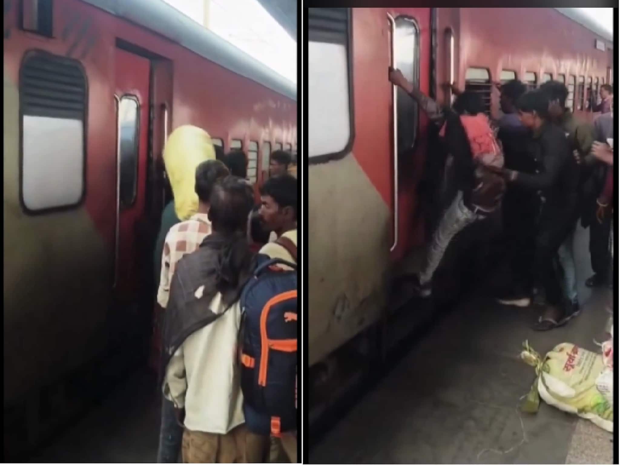 Indian Railways: ট্রেন নাকি মরণ কুয়া! দরজা পর্যন্ত ঠাসাঠাসি মানুষ, কামরার দরজায় লক, তারপরেও প্ল্যাটফর্ম থেকে সিঁড়িতে ঝুলে লাথি, ভয়ানক ভিডিও
