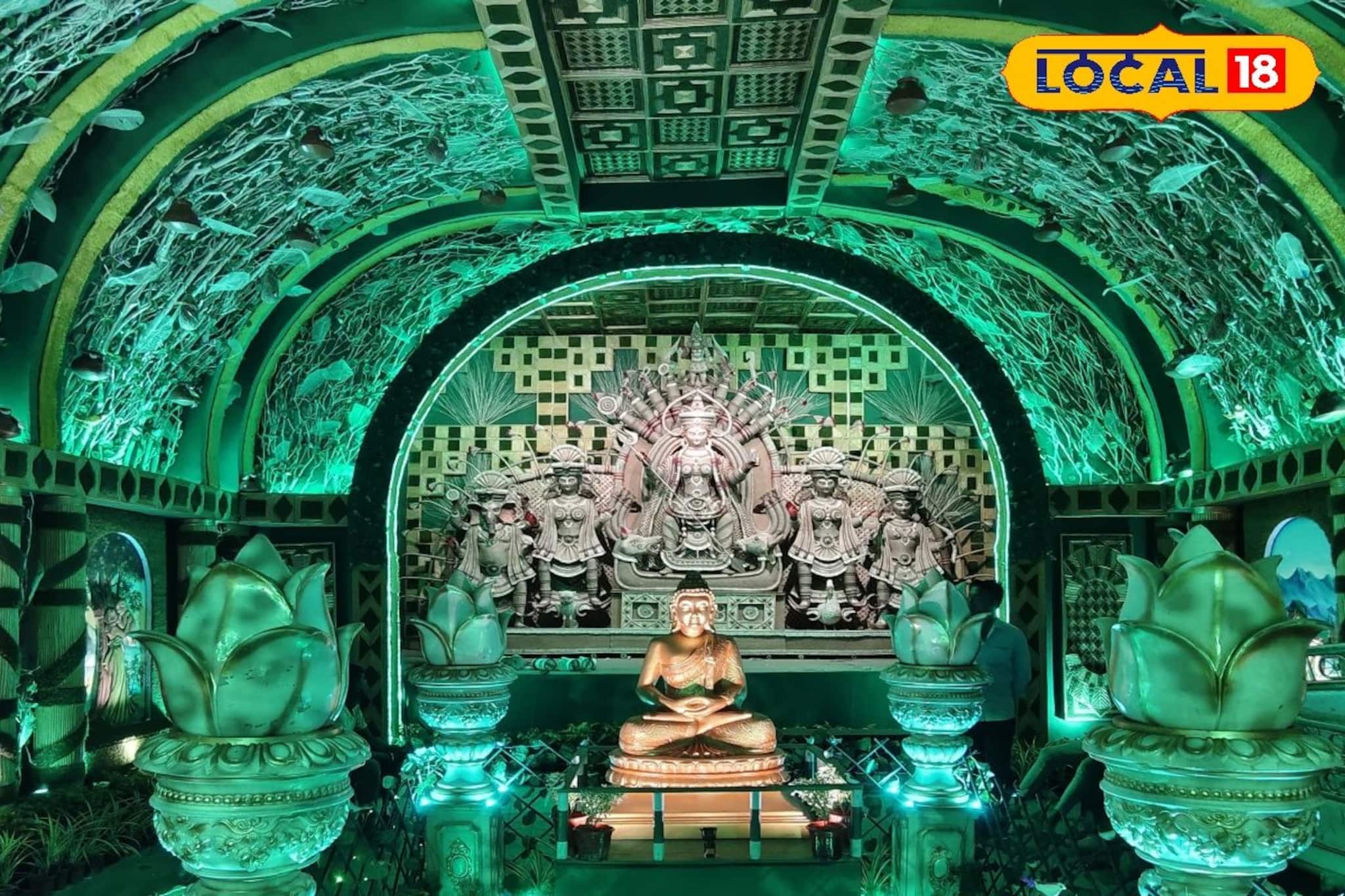 পরিবেশবান্ধব উপকরণে তৈরি মণ্ডপে সবুজায়নের বার্তায় মন জয় করল ঠাকুরপুকুরের এই পুজো