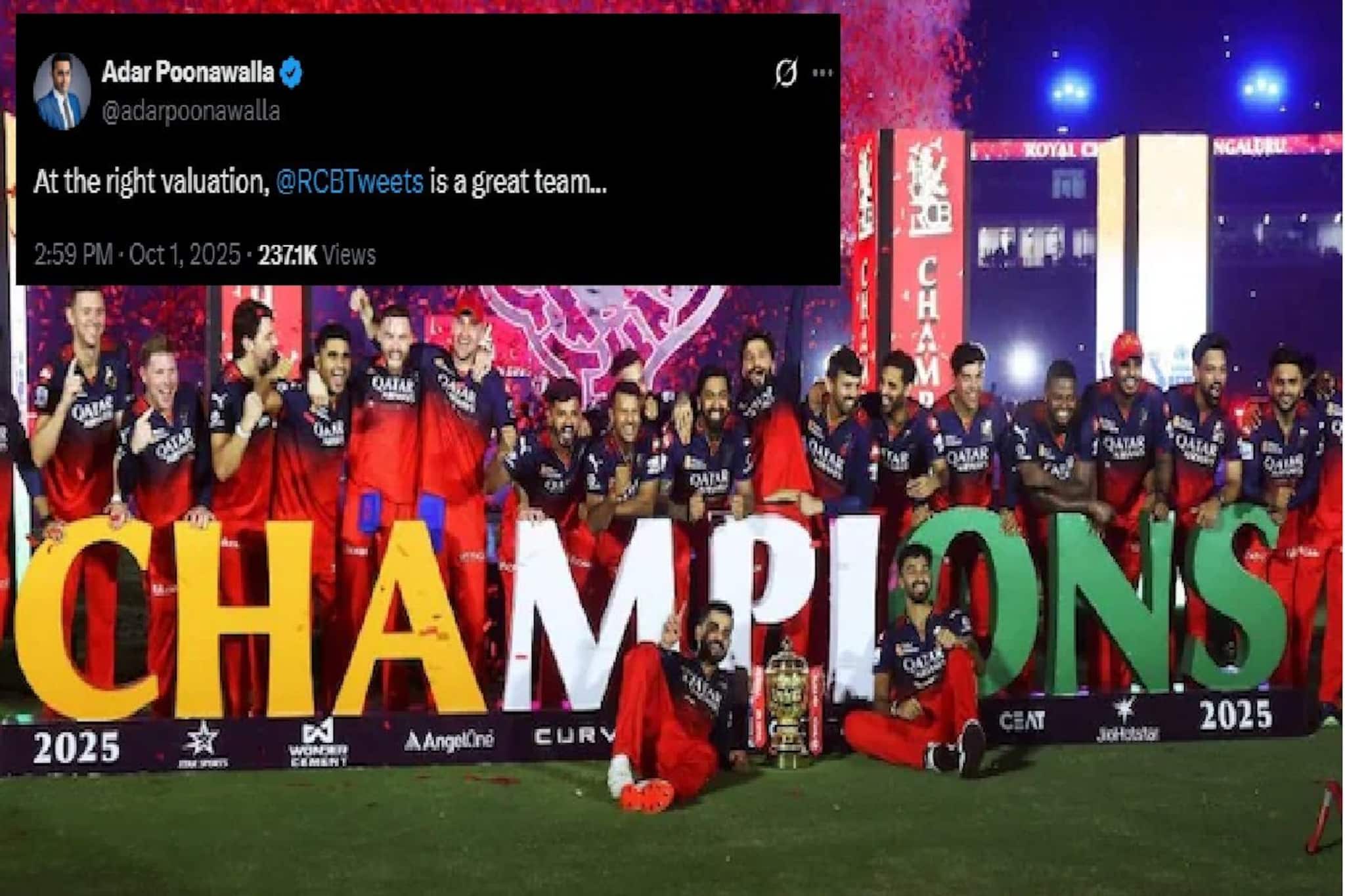 ১৭,৭৬২,০০০০০০০ টাকা দাম, এই দর দিয়ে ভারতীয় ব্যবসায়ী অলআউট ঝাঁপাচ্ছেন RCB কিনতে