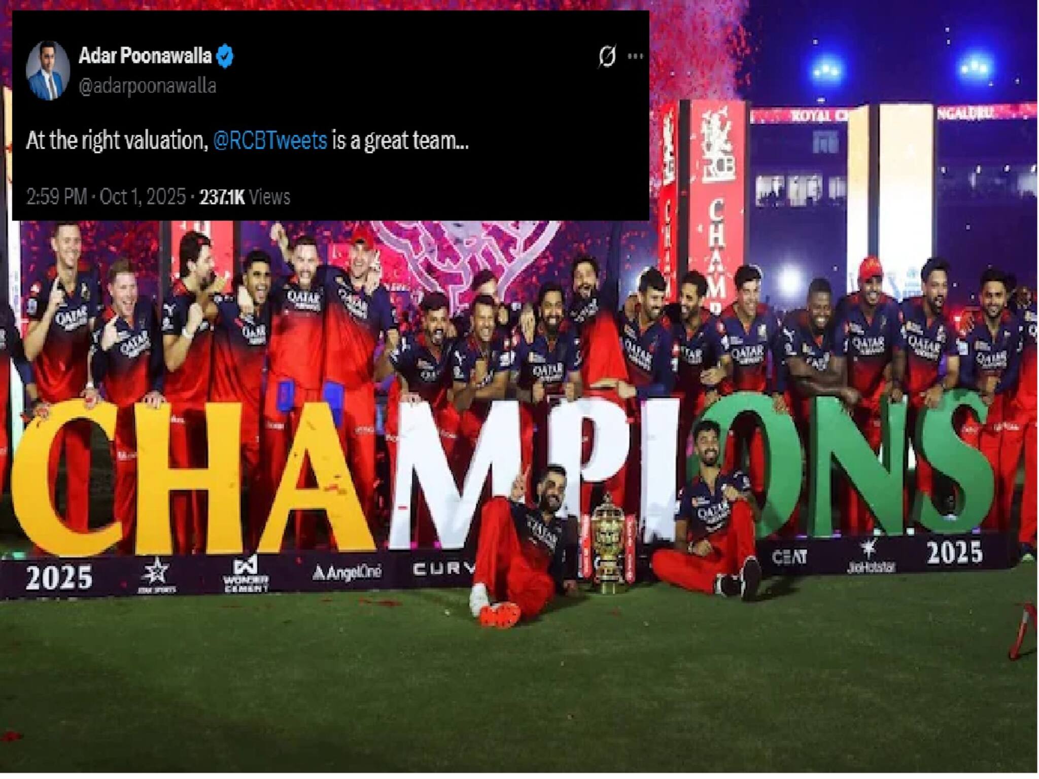 RCB: ১৭,৭৬২,০০০০০০০ টাকা দাম, এই দরে কেনা হয়ে যায় বিদেশি ফুটবল ক্লাব, কিন্তু ভারতীয় ব্যবসায়ী অলআউট ঝাঁপাচ্ছেন আরসিবি কিনতে