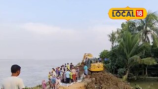 রূপনারায়ণ নদী বাঁধ মেরামতির কাজ চলছে